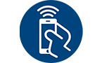 Kontrolle icon, Hand, die ein Mobiltelefon mit Fernsignal h&auml;lt